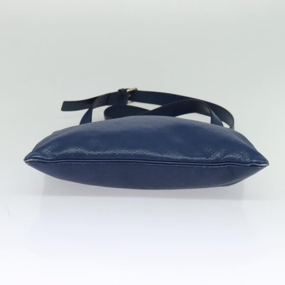 GUCCI Diamante Shoulder Bag Leather Blue Gold - Picture 12 of 16